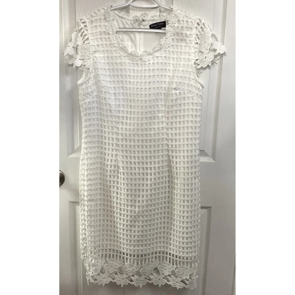 Danny Couture Women's White Lined Wedding Bachelorette Shower Dress Appliqués 12